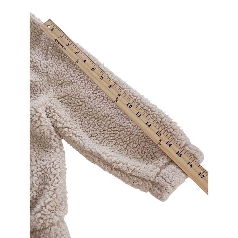 GAP Cream Soft Sherpa Fleece Zip Up Hoodie Cozy Loungewear Jacket Warm Small - Picture 8 of 8